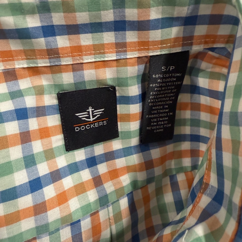 Dockers Men's Orange and Blue Plaid Shirt - Picture 3 of 3